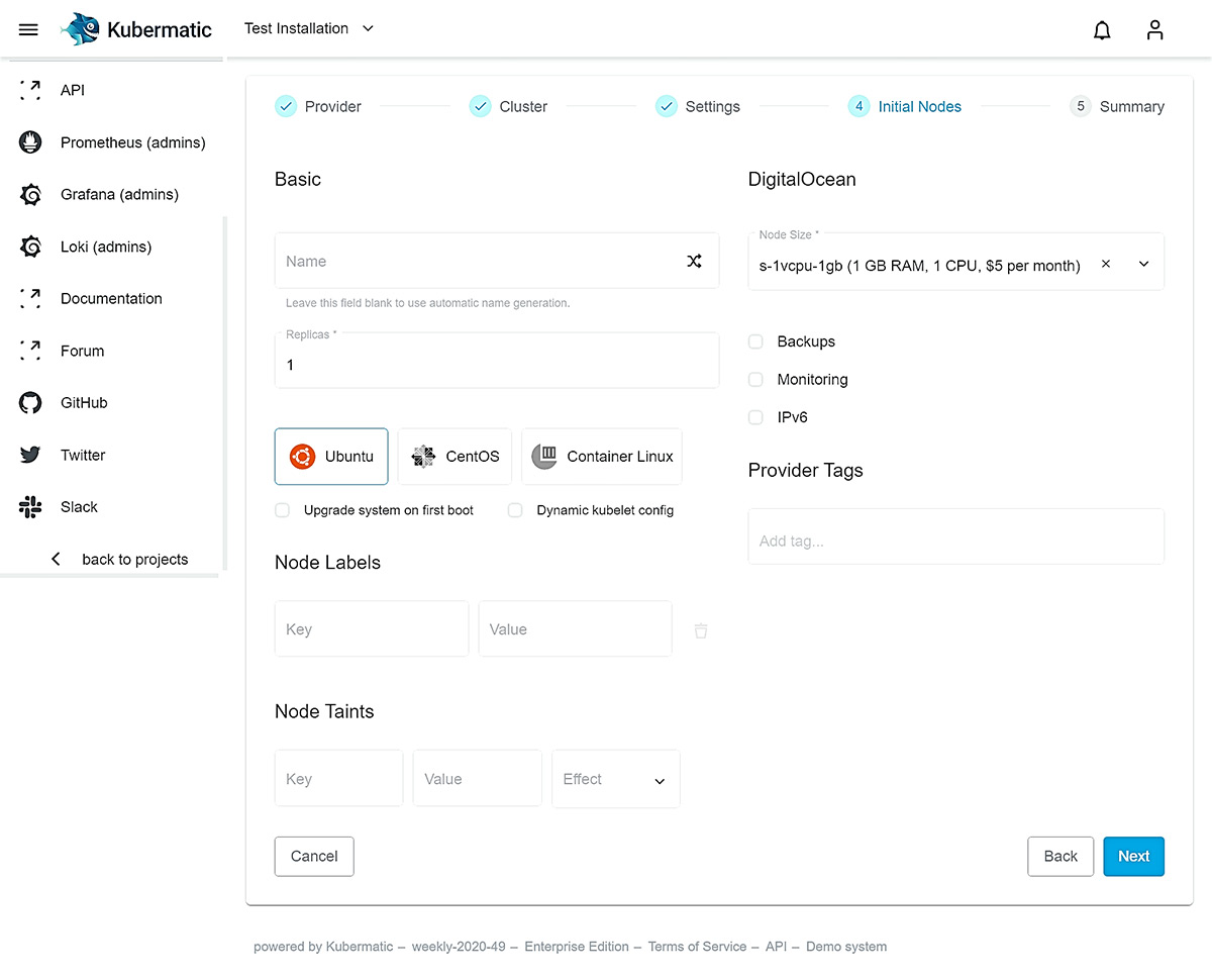 Kubermatic Kubernetes Platform_Choosing Number of Nodes, Operation System and Type of Instances