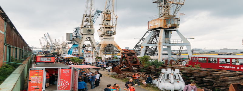 Ship port with cranes