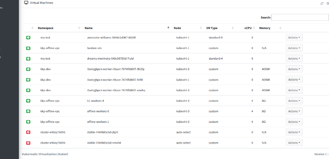 Kubermatic Virtualization application screenshot 2