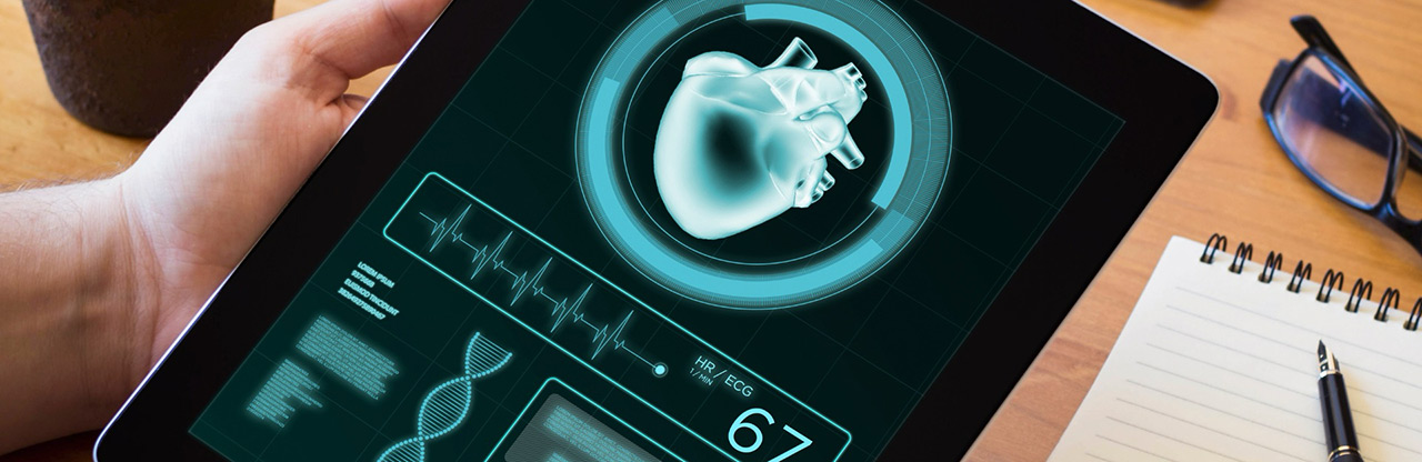 Tablet showing heart rate measurements