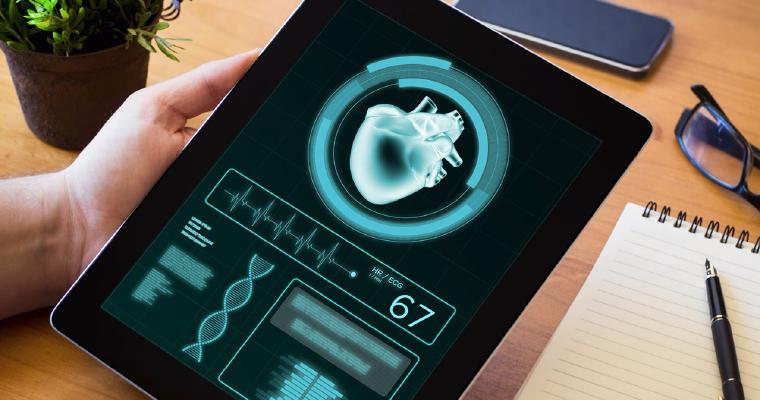 Tablet showing heart rate measurements